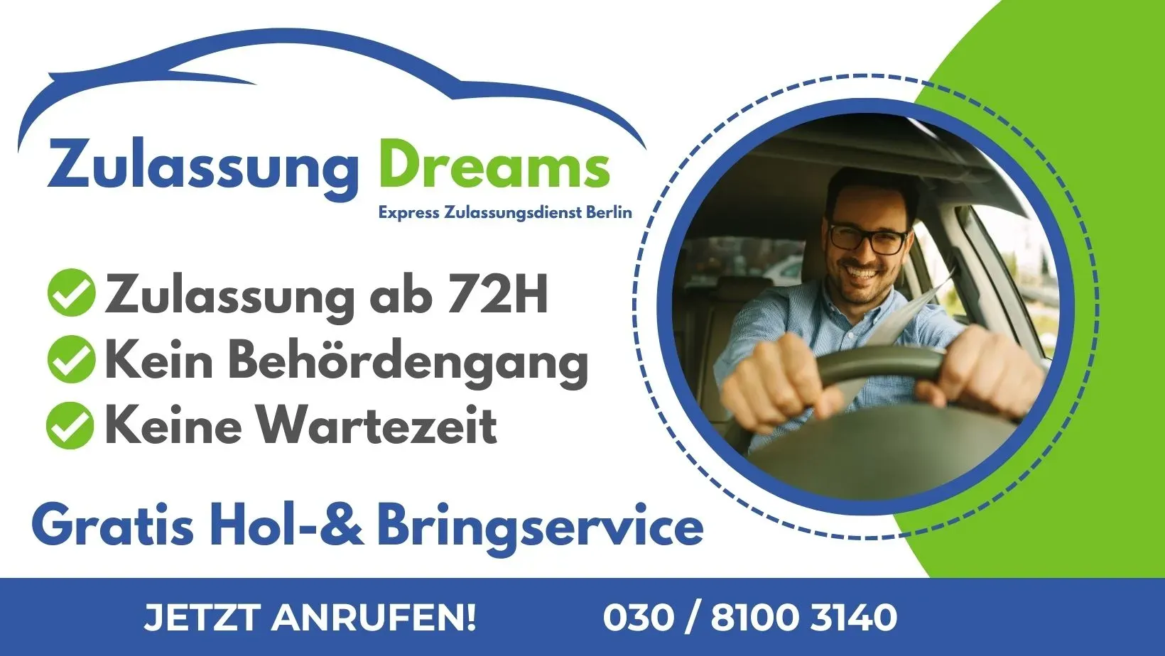 KFZ Zulassung Berlin – Zulassung ab 72h ohne Behördengang, inklusive Hol- & Bringservice.