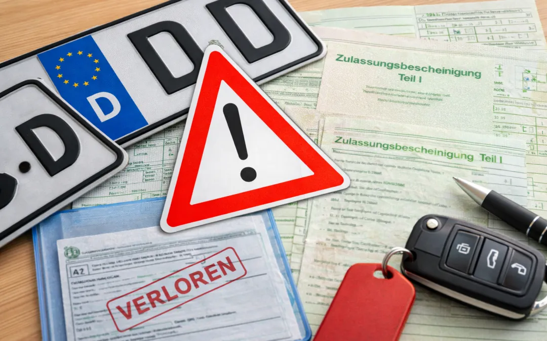 Fahrzeugdokumente verloren? Was Sie bei Fahrzeugschein, Fahrzeugbrief oder Kennzeichen jetzt tun sollten